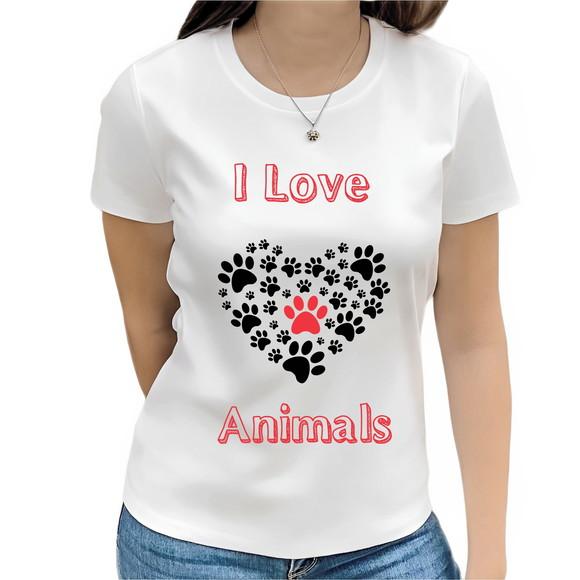 Camiseta Amo Animais Cachorro Gato Pet