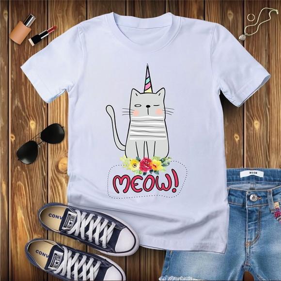 Camiseta Meow Amo Gato Mãe de Gato Feminina