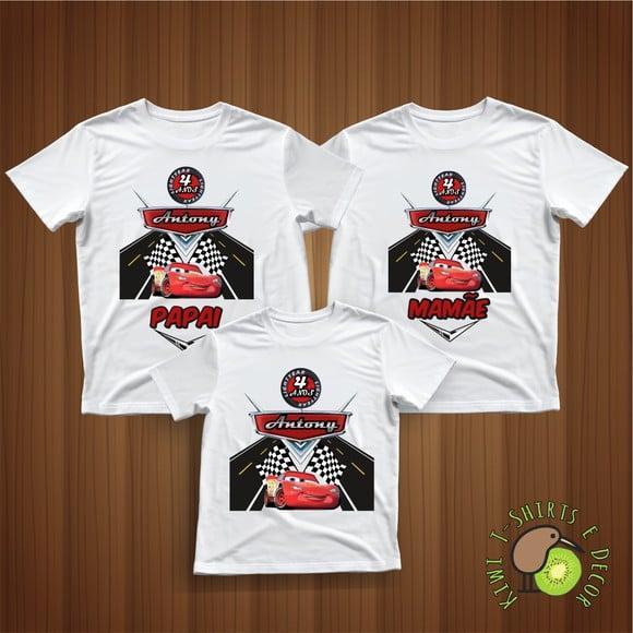 Kit com 3 Camiseta Personalizadas Festa Carros Disney