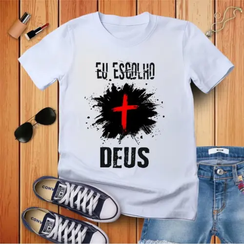 T-shirt Gospel Frase Eu Escolho Deus Camiseta Evangélica