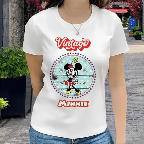 Camiseta Minnie Vintage Feminina Básica Baby Look