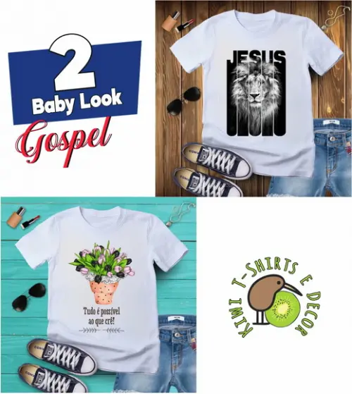 Kit Camiseta Feminina Gospel Kit com 2