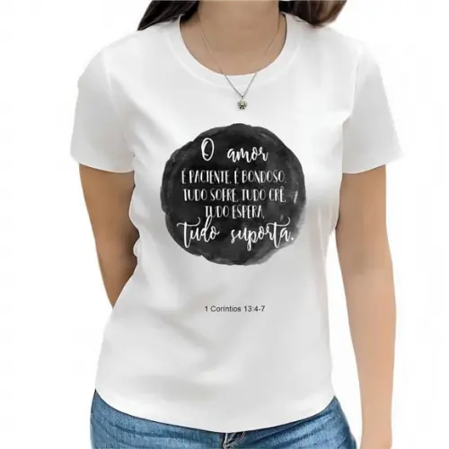 Camiseta Namorado Versículo Feminina Básica e Baby Look