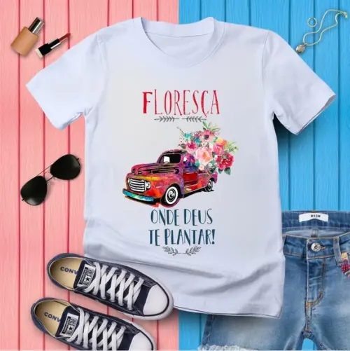 Camiseta Floresça Onde Deus Te Plantar Evangélica Gospel