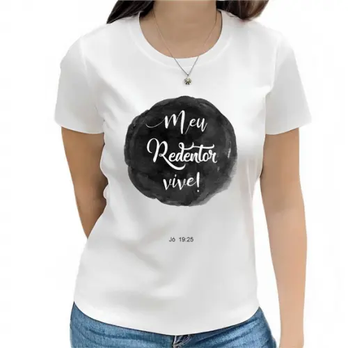 Camiseta Cristo Vive Versículo Feminina Básica e Baby Look