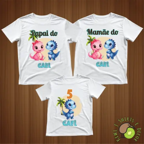 Camiseta Personalizada Festa Dinossauro Kit 3 Camisetas