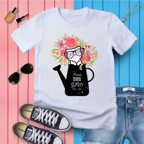 Camiseta Amo Gato Mãe de Gato