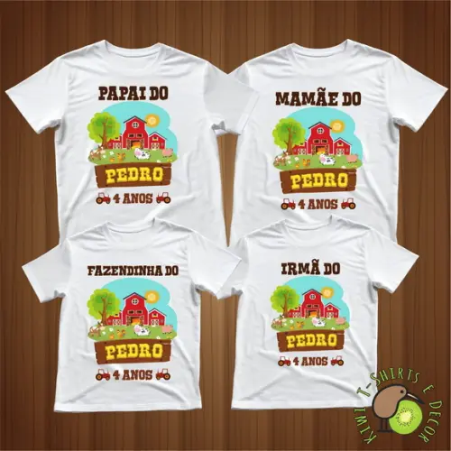 Kit 4 Camisetas Personalizadas Fazendinha