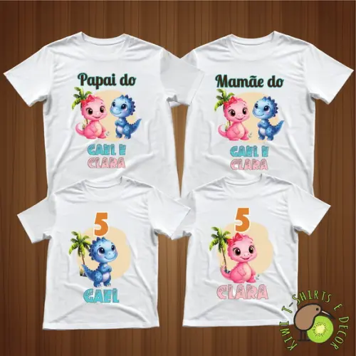 Camiseta Dinossauro Personalizada Aniversário 4 Camisetas