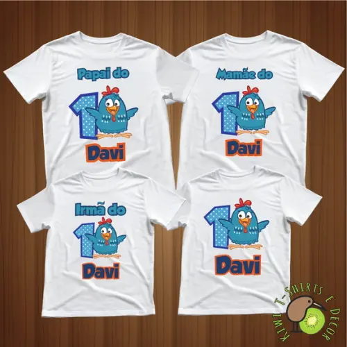 Kit Festa 4 Camisetas Personalizadas Galinha Pintadinha