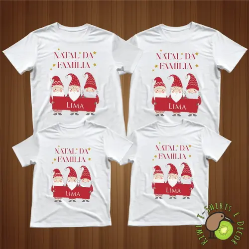 Camiseta Natal Família Papai Noel Gola Redonda