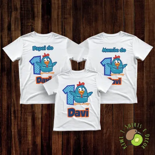 3 Camisetas Personalizadas Galinha Gola Punho 100% Poliéster