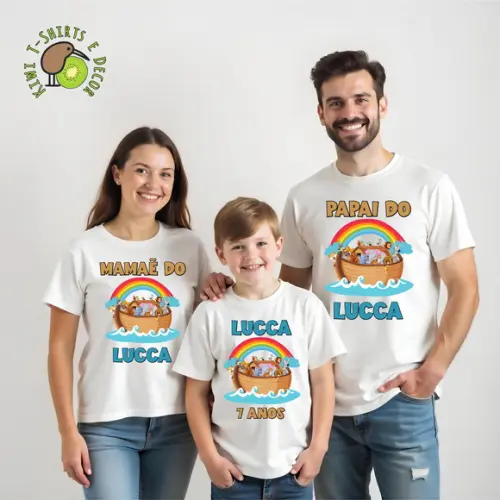 Camiseta Aniversário Arca de Noé Gola Punho 100% Poliéster