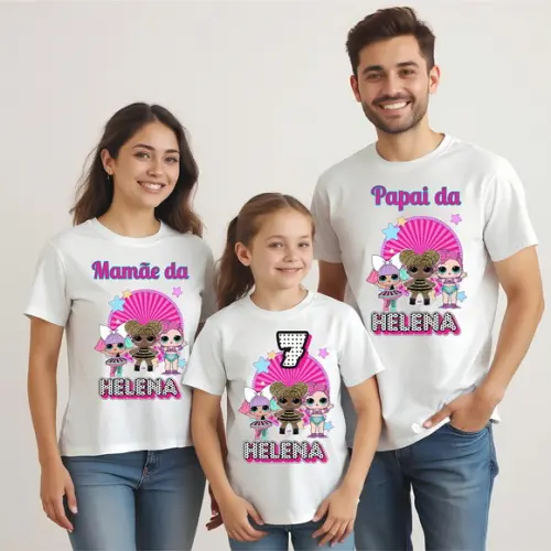 Camiseta Lol Surprise Aniversário Familia 3 Camisetas