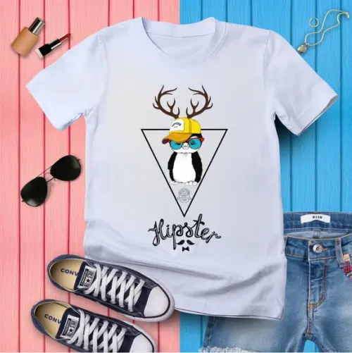 Camiseta Hipster Pinguim Baby Look Blusinha Feminina
