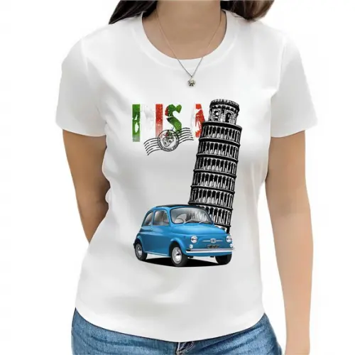 Camiseta Itália Fiat 500 Torre de Pisa