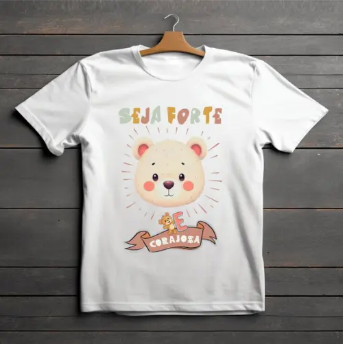 Camiseta Infantil Evangélica Seja Forte e Corajosa Poliéster