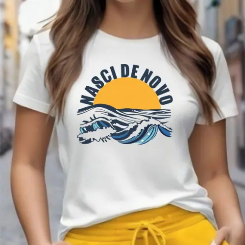 Camiseta Baby Look Gospel Camiseta Nasci de Novo