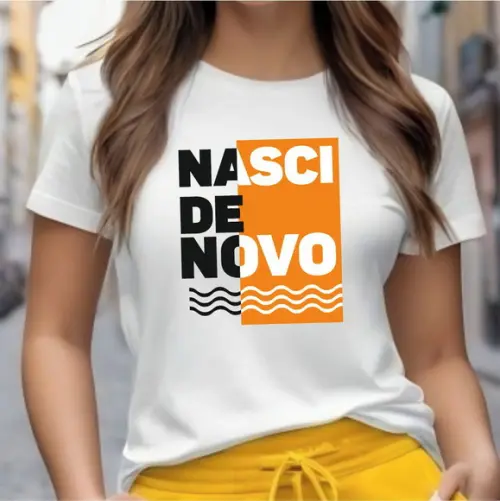 Baby Look Gospel Camiseta Nasci de Novo