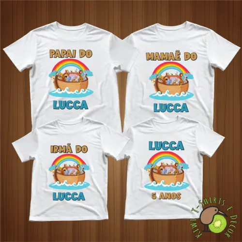 Kit 4 Camisetas Festa Arca de Noé Gola Punho 100% Poliéster