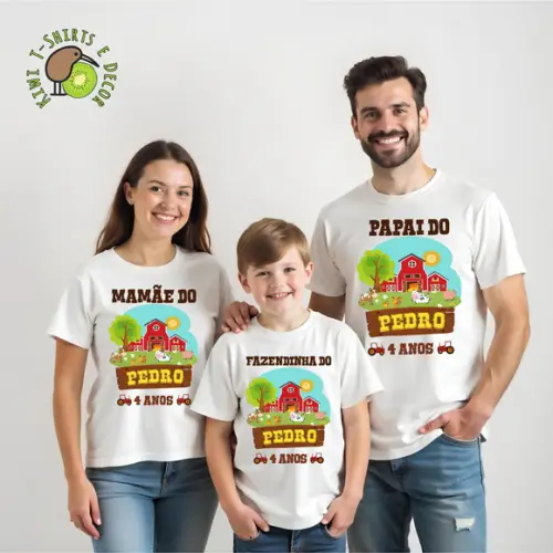 Camisas Personalizadas Fazendinha Gola Punho 100% Poliéster