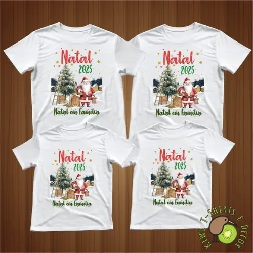 Camiseta Personalizada Natal Família Papai Noel Gola Redonda