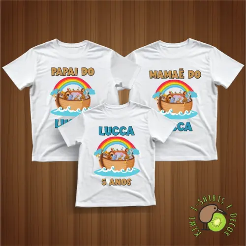 Kit Festa Arca de Noé Camiseta Gola Punho 100% Poliéster