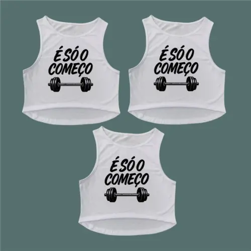 Cropped 100% Poliéster Personalizado Kit com 3 Unidades