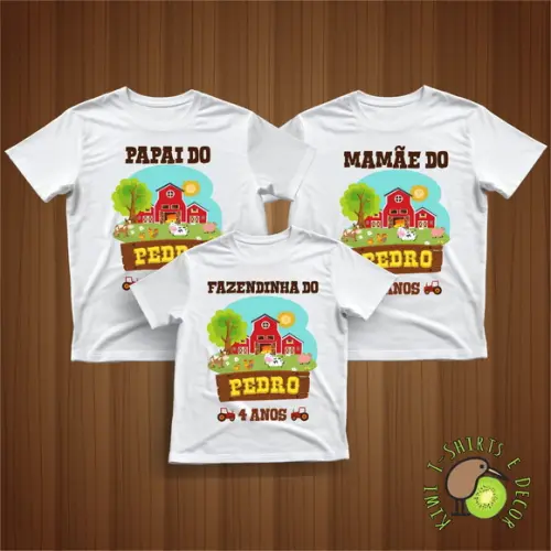 Kit 3 Camisas Personalizadas Fazendinha