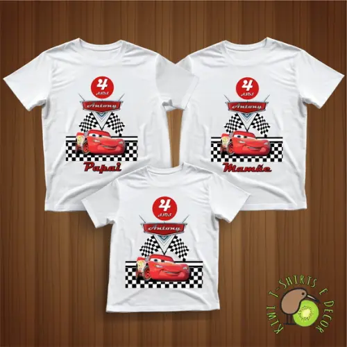 Camiseta Festa Infantil Personalizadas Carros Disney Kit
