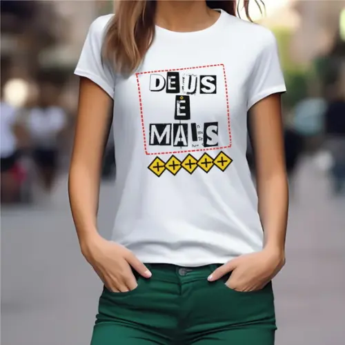 Camiseta Deus É Mais Baby Look Cristã Gospel Evangélica