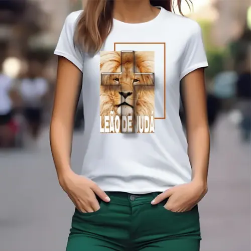 Camiseta Leão de Judá Modelo Baby Look
