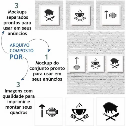 Kit de Imagens e Mockups Cozinha para Venda de Quadros Decor