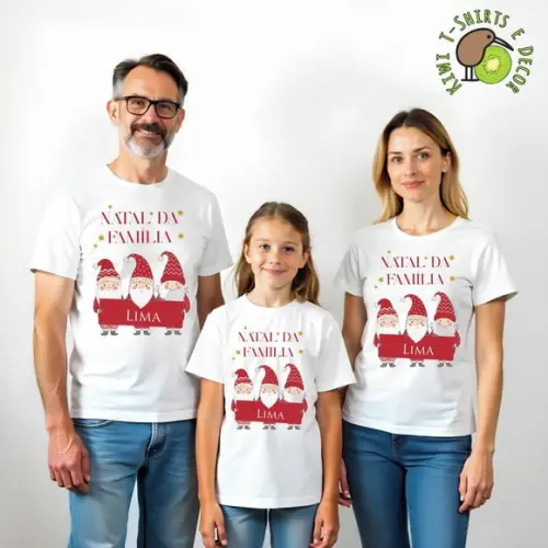 Camiseta Natal Família Kit 3 Papai Noel Gola Redonda