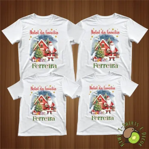 Camiseta Natal Família Papai Noel Gola Redonda