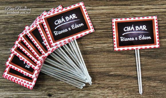36 Toppers para Docinho - Chá Bar