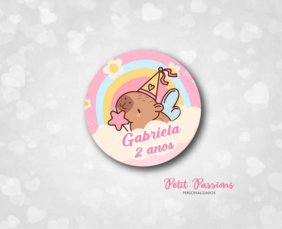 Adesivo Redondo 4,8 cm - Capivara