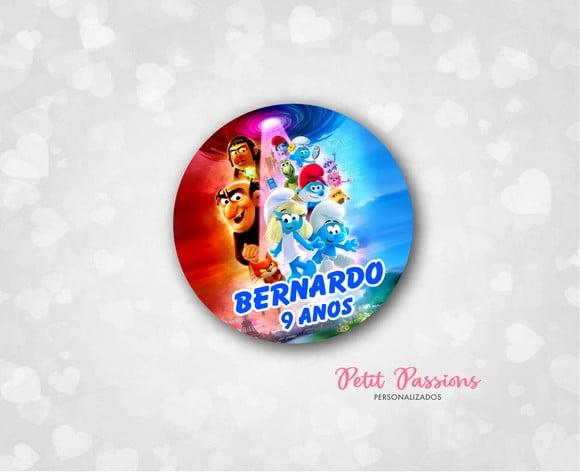 Adesivo Redondo 4,8 cm - Smurfs