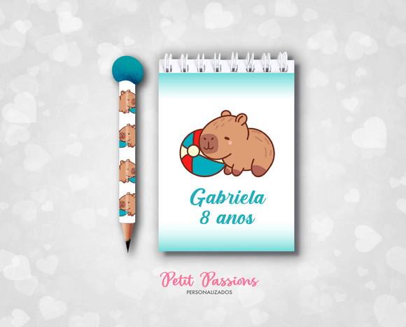 Bloquinho e Mini Lápis Pompom - Capivara