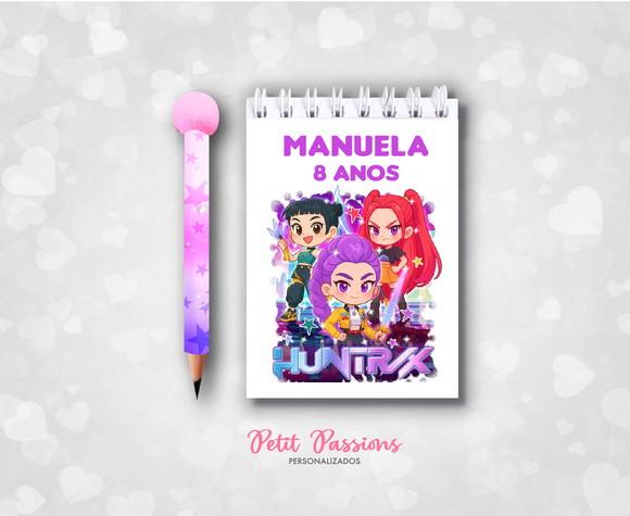 Bloquinho e Mini Lápis Pompom - Guerreiras K-pop