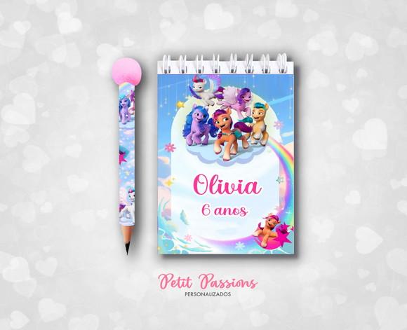 Bloquinho e Mini Lápis Pompom - My Little Pony
