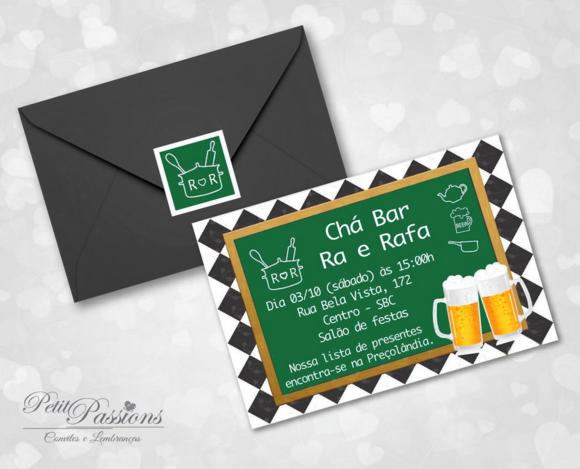 Convite Chá Bar - 10 x 15 cm