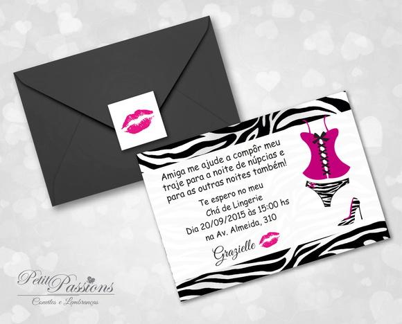 Convite Chá de Lingerie - Zebra