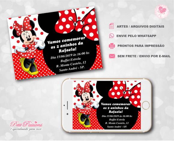 Convite Digital - Minnie Vermelho
