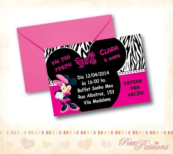 Convite Minnie Pink