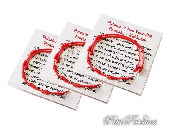 Kit 3 Pulseiras Vermelha - 7 Nós Proteção
