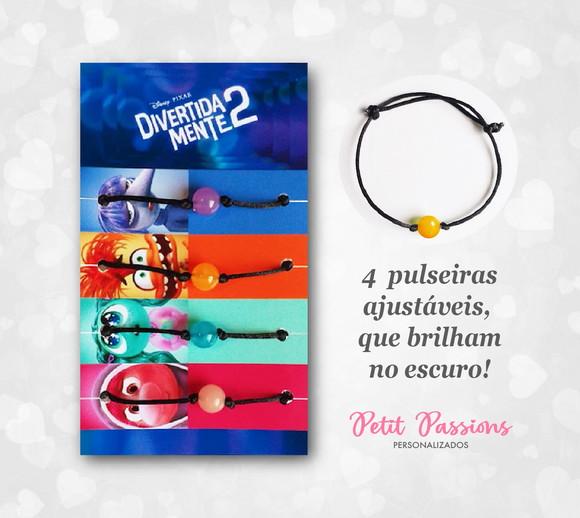 Kit 4 Pulseiras - Brilham no Escuro - Divertidamente 2