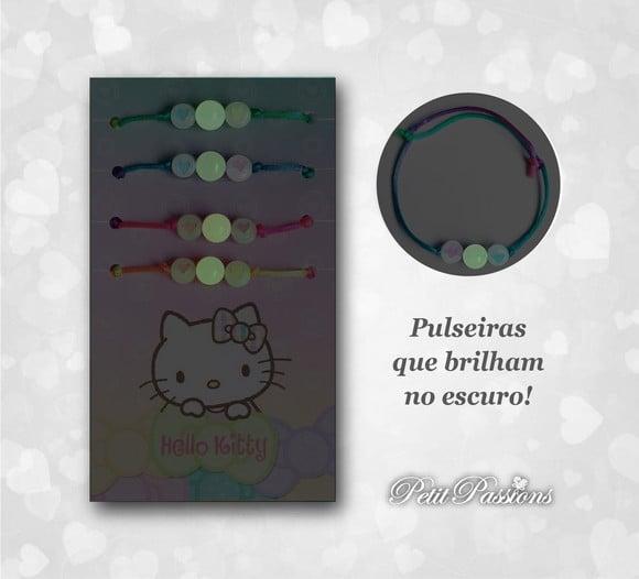 Kit 4 Pulseiras da Amizade - Brilham no Escuro - Hello Kitty