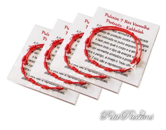 Kit 4 Pulseiras Vermelha 7 Nós Proteção