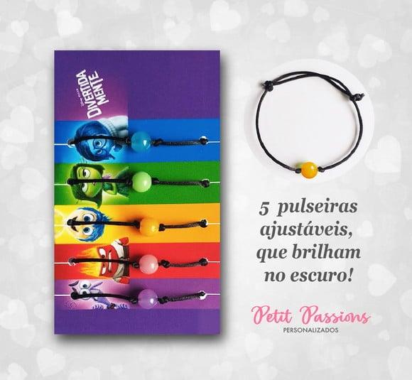 Kit 5 Pulseiras Amizade - Brilham no Escuro - Divertidamente